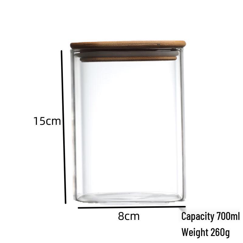 WJ High Borosilicate Glass Storage Jars with Bamboo Lids 4-pack