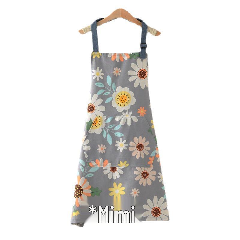 Sunflower Pattern All-Cotton Canvas Apron - One Size, Stain-Resistant, Modern Minimalist Design for Household Cleaning