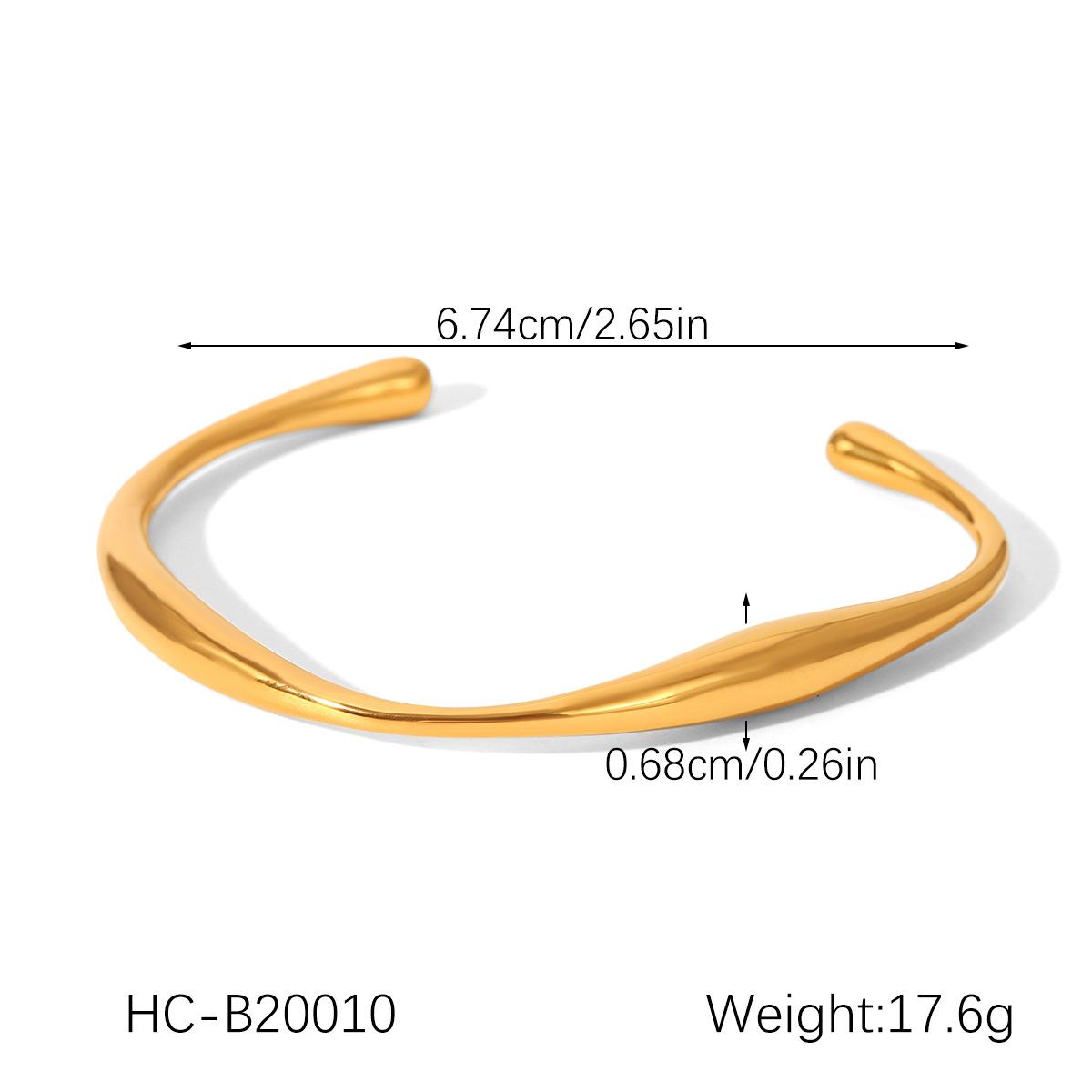 Euro-American style stainless steel bangle, polished irregular titanium steel open cuff, statement hand jewelry
