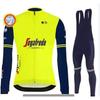 Fleece Cycling Jersey Set Long Sleeve Mens Breathable Quick-Dry Bike Riding Apparel Fall