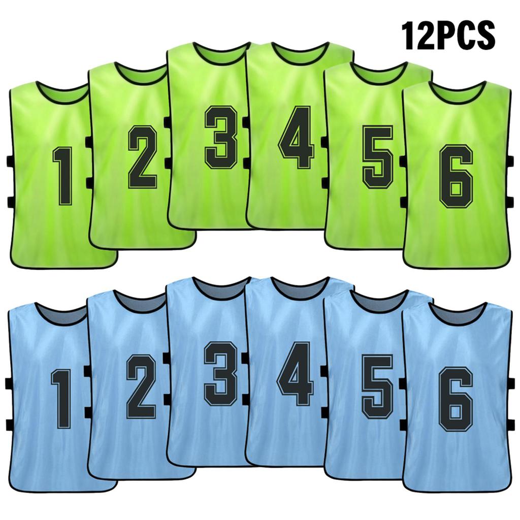 12 PCS Adults Soccer Pinnies Quick Drying Football Team Jerseys Sports Scrimmage Soccer Team