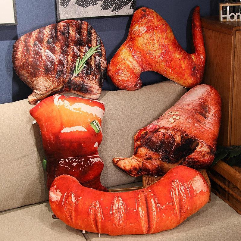 Simulated Food Braised Pork, Sweet And Sour Ribs, Throw Pillow, Plush Toy, Roast Chicken, Steak Doll, Home Pillow, Rag Doll