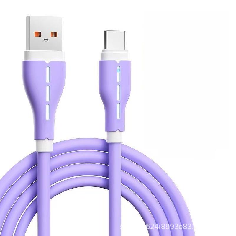 Silicone Luminous 120W Fast Charging Data Cable for Huawei, Vivo, Oppo, Apple 15/16, and Android Devices