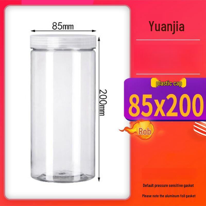 Bocaux hermétiques transparents en PET à large ouverture pour le stockage du thé et des noix