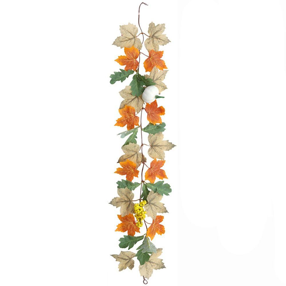 Multicolor Artificial Maple Leaf Garland Mini Pumpkin Hanging Garland Harvest Festival Ornament