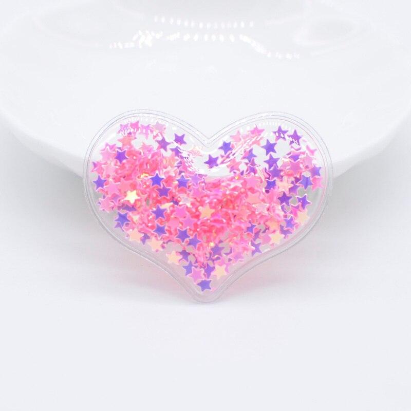 32 stk 38*30 mm Bling-hjerte gjennomsiktig plastfylling paljettapplikasjoner for DIY-hodeplagg Hårklemmer Sløyfetilbehør-lapper