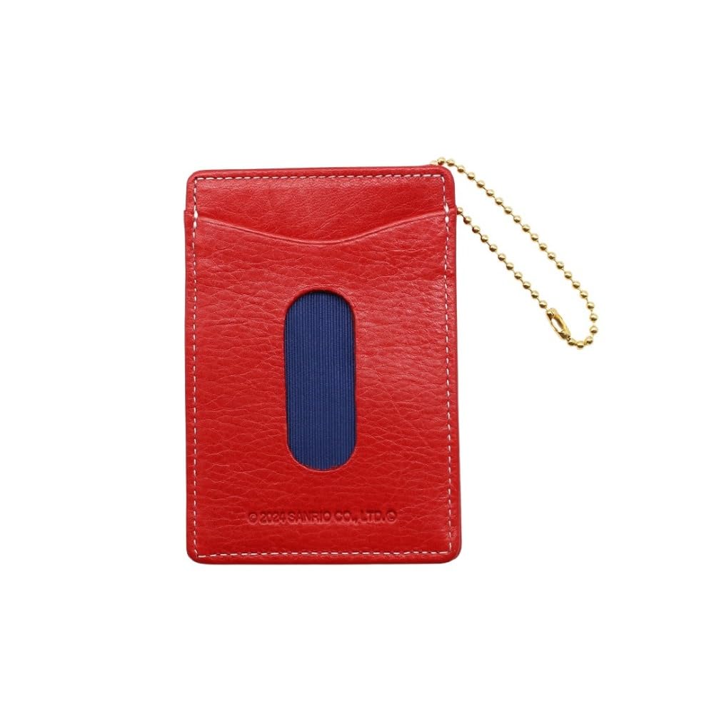 Nadaya Sanrio Characters Hello Kitty Pass Case, Genuine Leather, Red, 7.2cm W x 10.4cm H, 87120