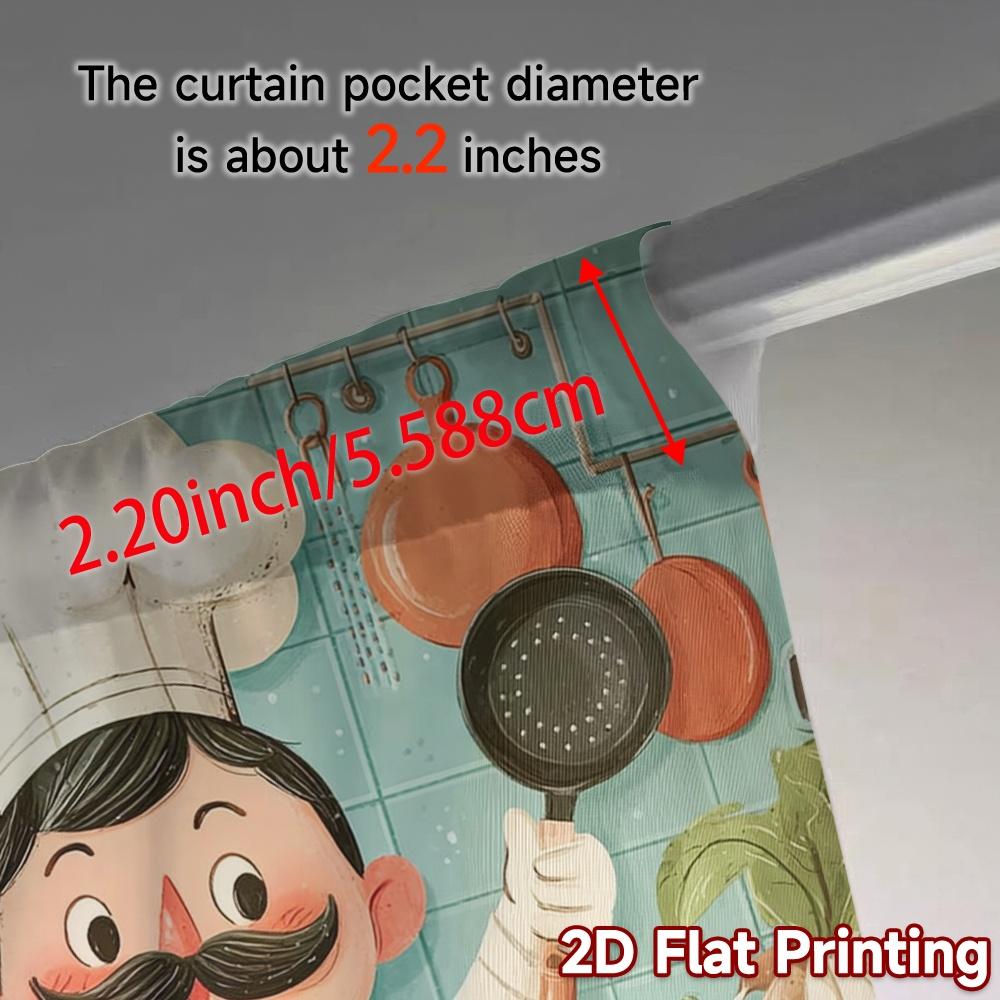 2pcs   2D FLAT PRINTING Curtains (Without Rod) ChefCookingJoy Chic Curtain Fabric Polyester Easy Install Curtains Decorations
