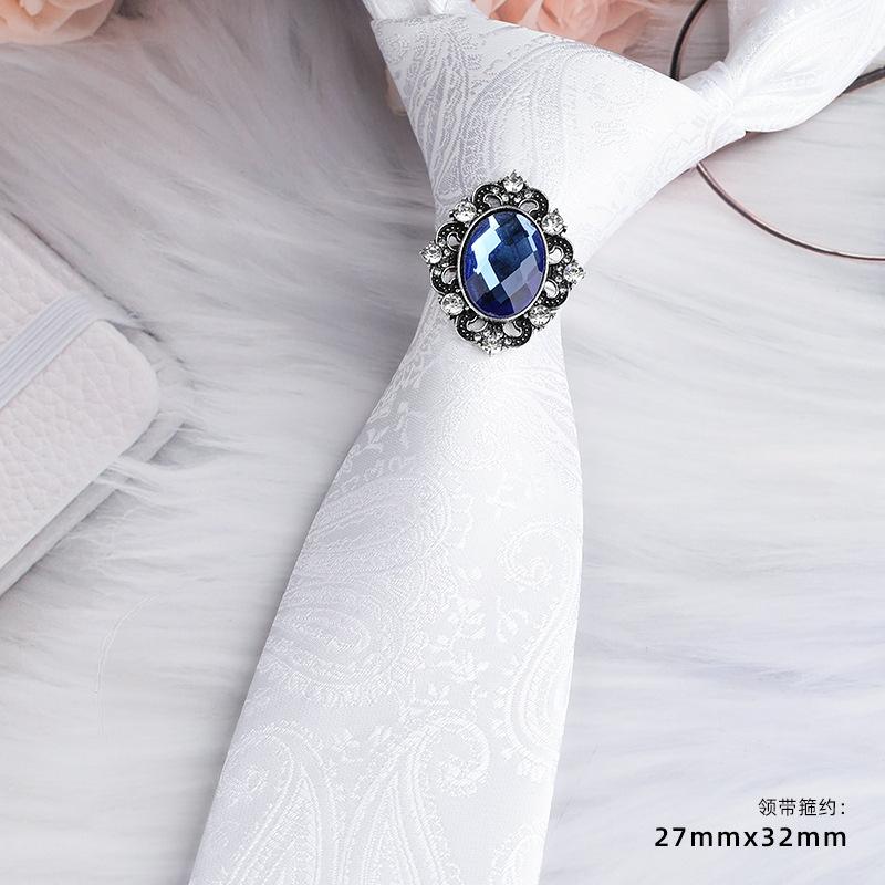 Men'S Emperor Rhinestone Collar Ring Clip Tie Hoop Vintage Knight Tie Hoop Business Shirt Tie Button Brooch