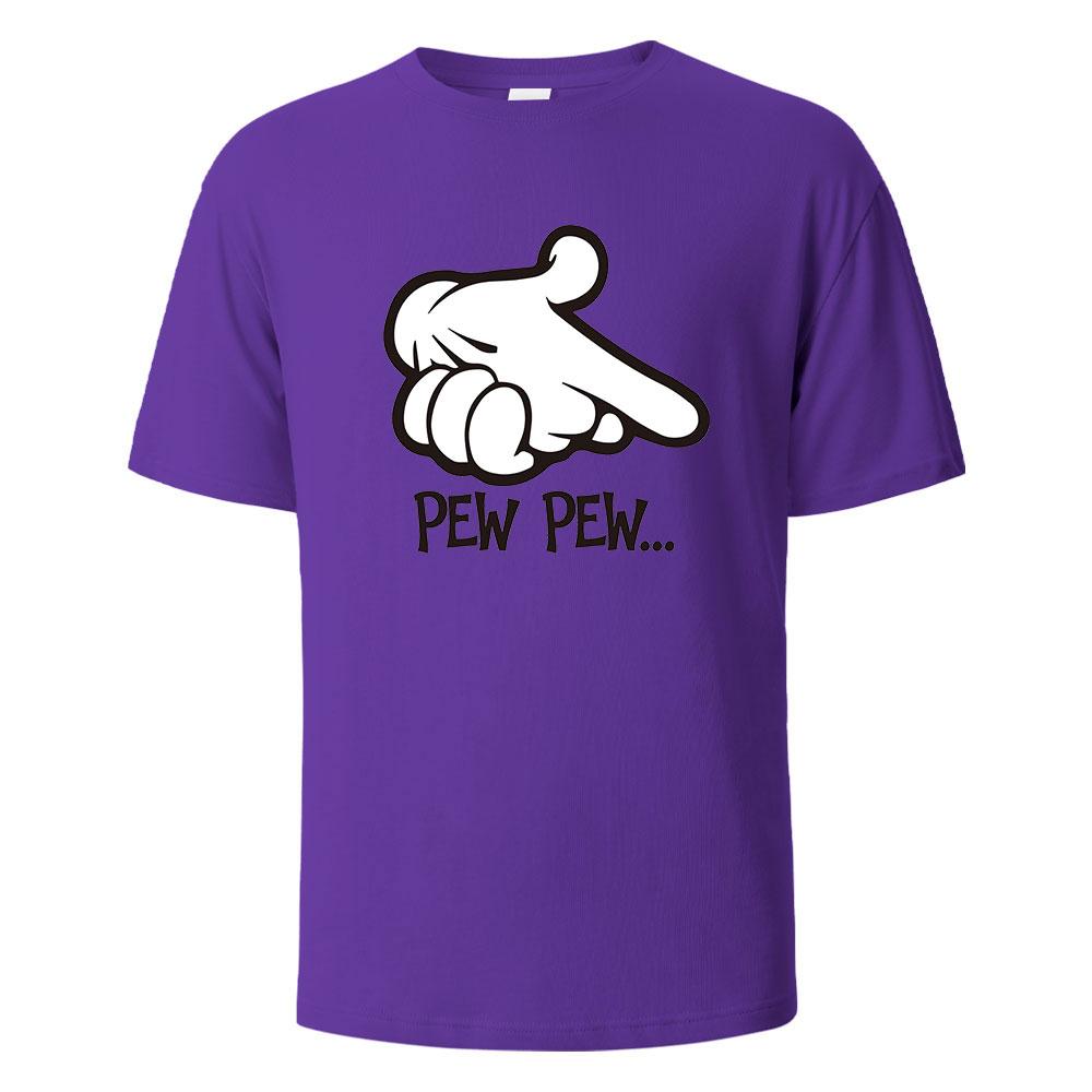 Pew Pew Print TShirt 100 Cotton Summer Tees For Men Women Oversize Casual Tops