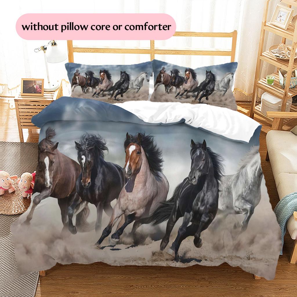 1 Stück Pferdebettwäsche Steppdecke Set Bettbezug Kissenbezug Heimdekoration Geburtstagsgeschenk (1 * Bettbezug + 15 * Kissenbezug, ohne Füllung)
