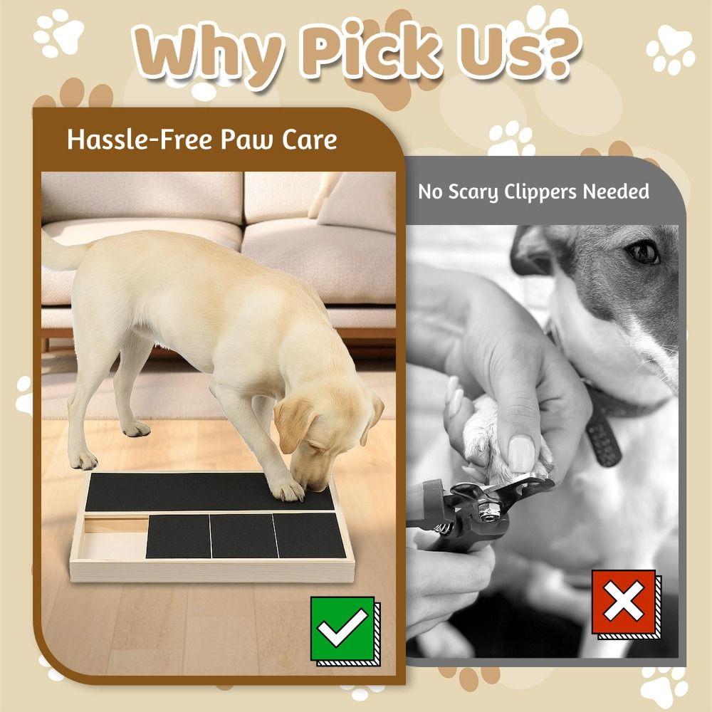 Pull-Out Dog Nail Scratch Board Stress-Free Wooden Dog Nail File Board Built-in Snack Box Pet Nail Grinder Scratcher