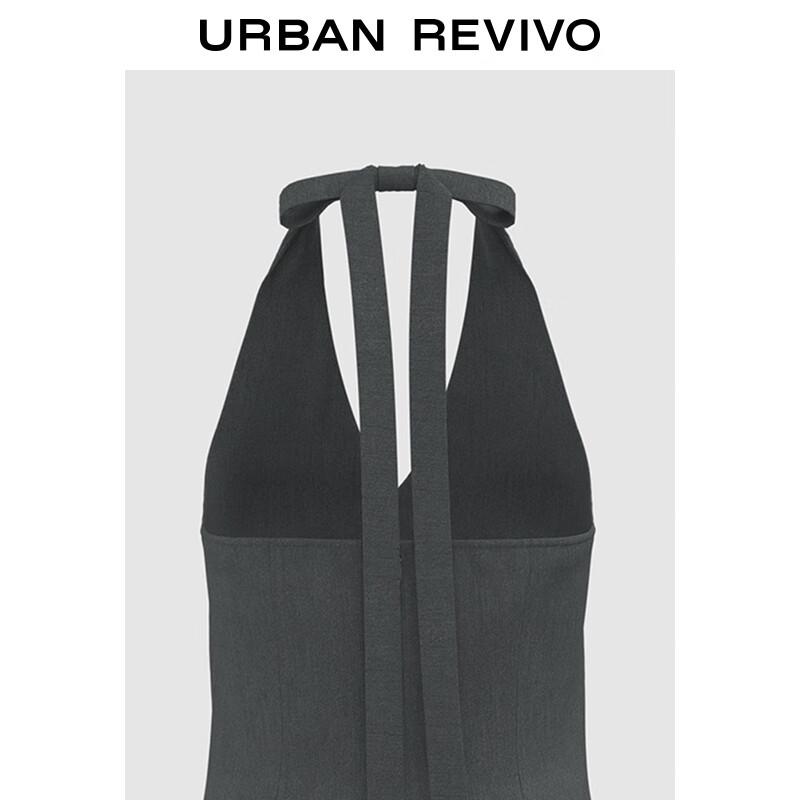 UR 2025 Autumn Sleeveless Shirred V-Neck A-Line Dress