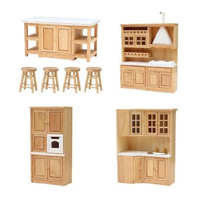 Solid Wood DIY Mini Cabinet Craft 1/12 Scale Dollhouses Furniture For Realistic Bedroom Kitchen Decors Model Home Design