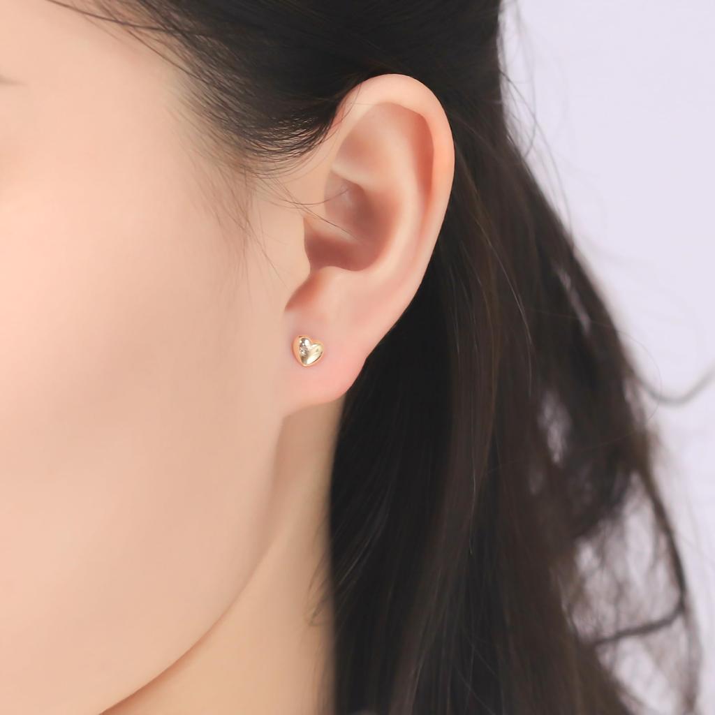ESTELLE [Official] Women's 10K Yellow Gold Heart Motif Earrings 0202-3252-0019-0000