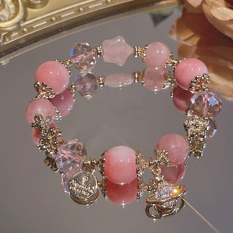 Retro court style fairy tale dream blue crystal bracelet niche design high luxury high-end sense beaded bracelet bracelet