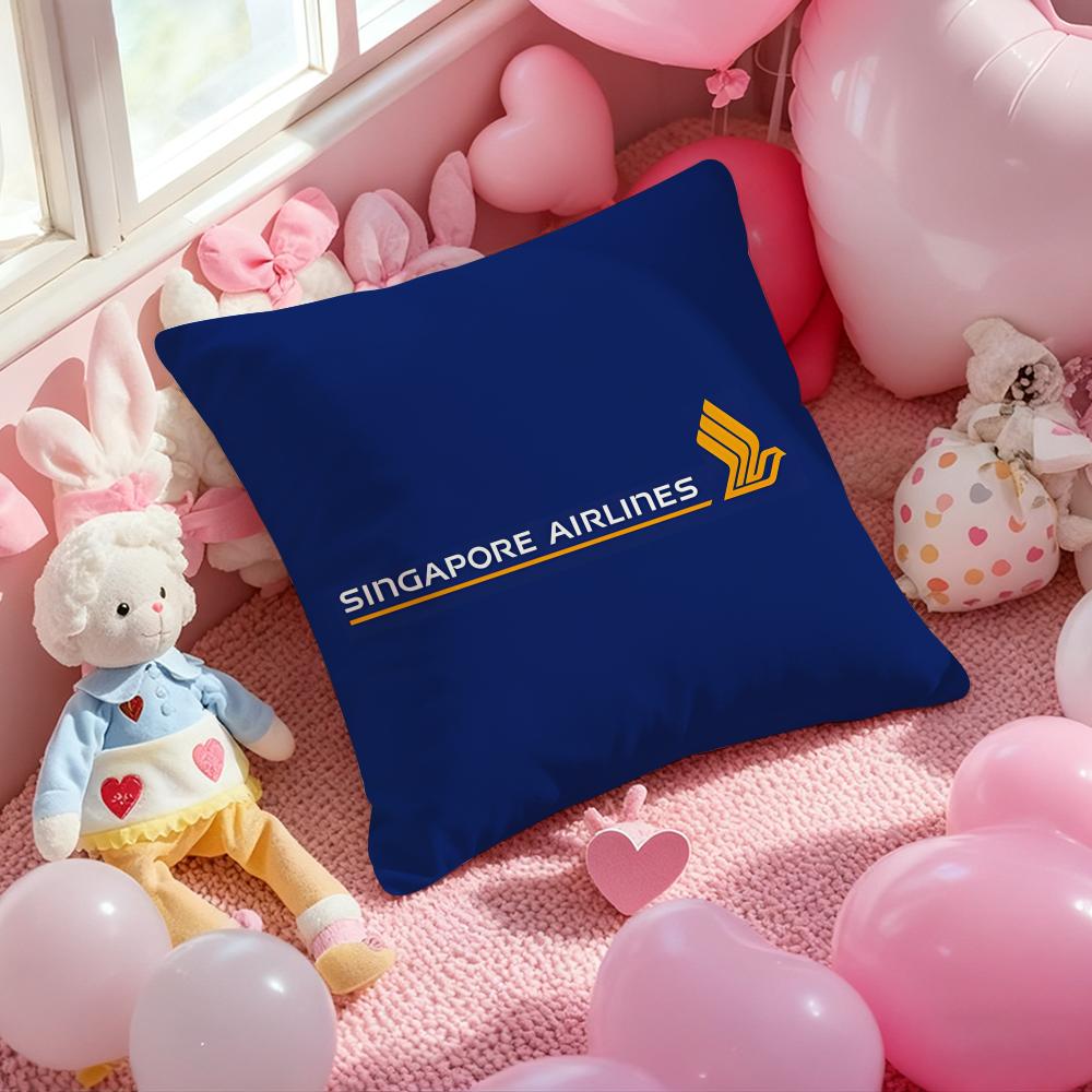 Singapore Airlines Pillow Case Plush Fabric Soft Double-Sided Printed Sofa Warm Winter Home Child Gift Cushion Cover