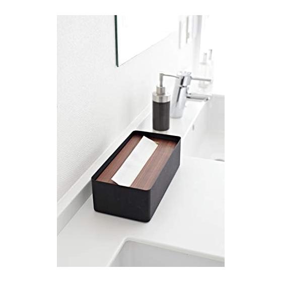 Yamazaki Jitsugyo Pen & Remote Control Rack Rin Brown 2731 & Tissue Case with Lid Rin L Brown 7729 [Set Purchase]