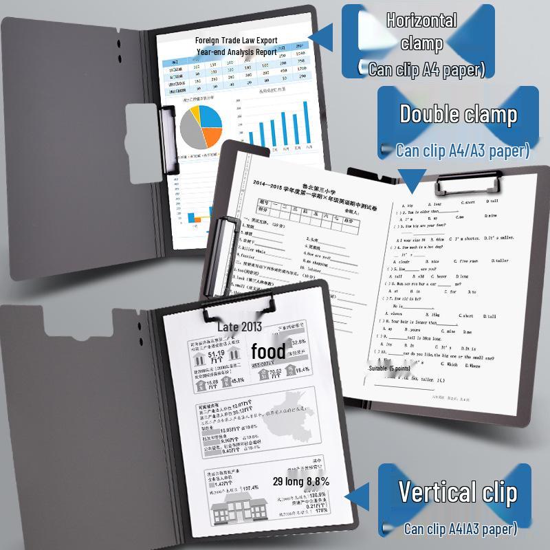Thick A4 Clipboard with Double Clips and Loose-leaf Holder for Office Use