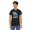 Train Hard T-Shirt | Fitness Enthusiast Tee | Dogs Coffee Fitness & Donuts Shirt