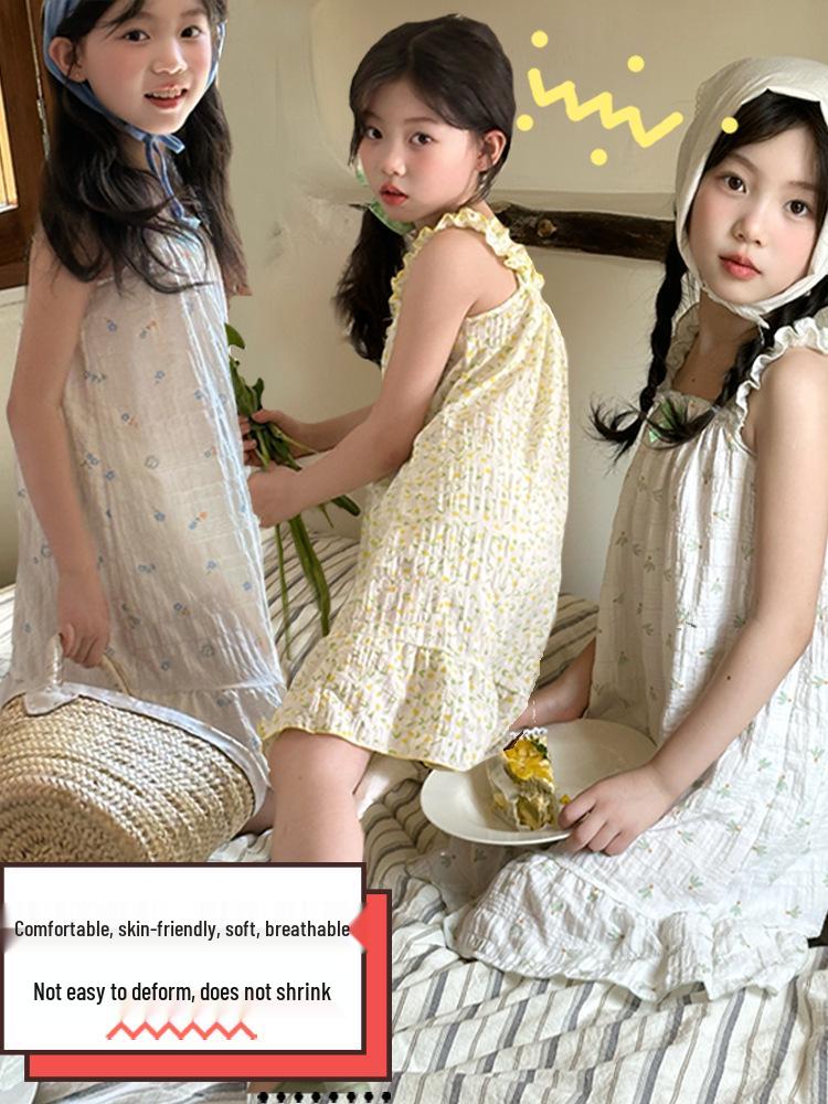 Girls' Stylish Summer Strappy Beach Dress: Casual Holiday Skirt