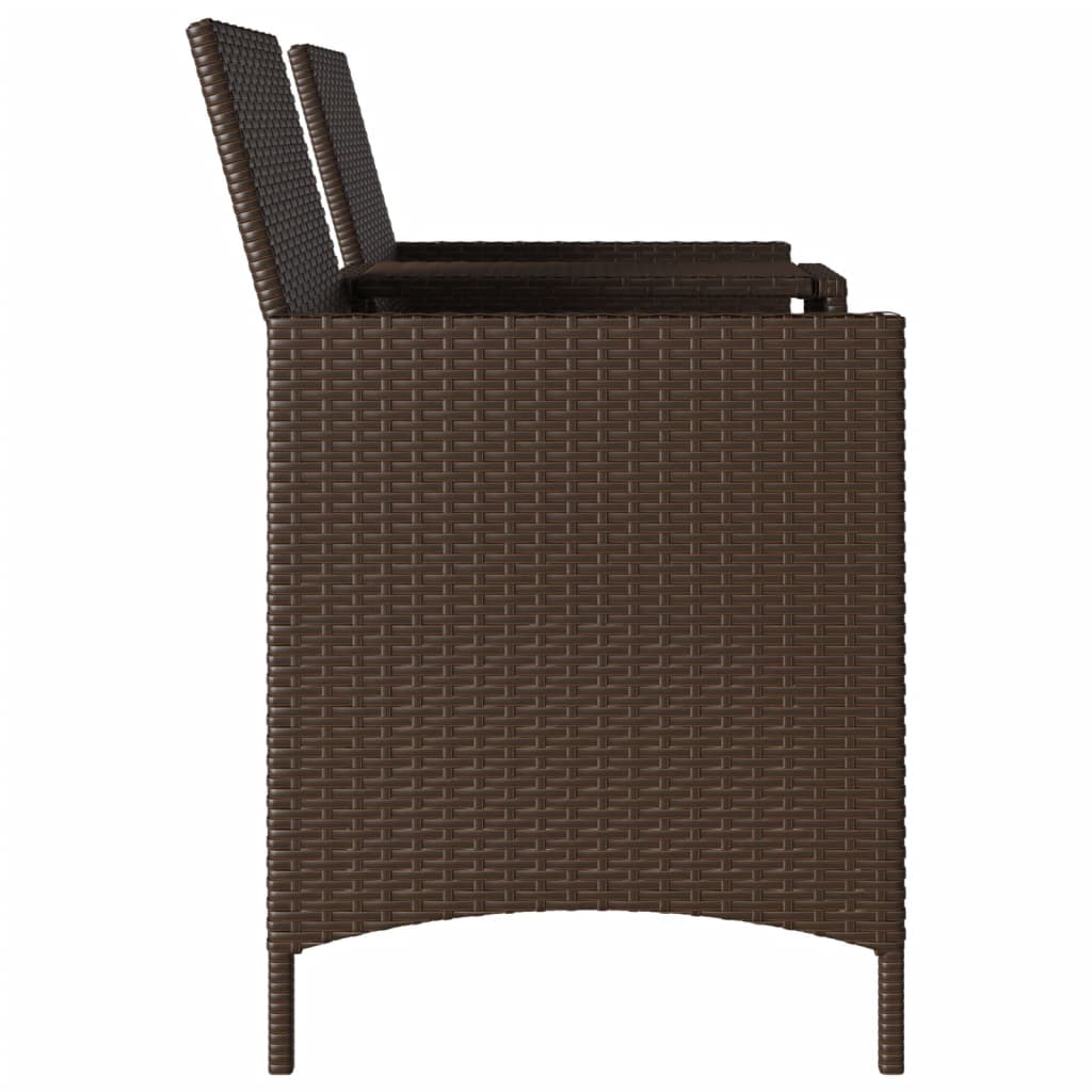 2 Seater Garden Sofa with Table and Cushions Brown Poly Rattan