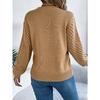 GMXIA Autumn and Winter Casual Solid Color Round-neck Hollowed-out Lantern Sleeve Pullover Sweater Women's Wear