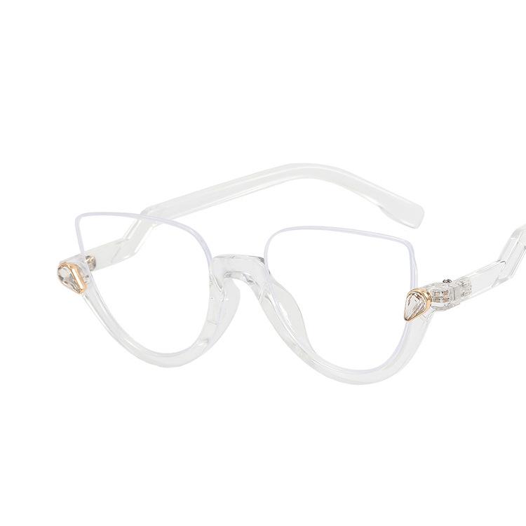 

Новые женские треугольные очки в оправе, модные, индивидуальные, ретро, классические, с бриллиантами, полуоправа, простые очки