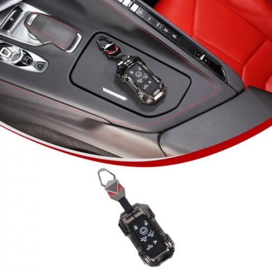 Black Alloy Smart Key Fob Case Shell Cover For Corvette C8 -25