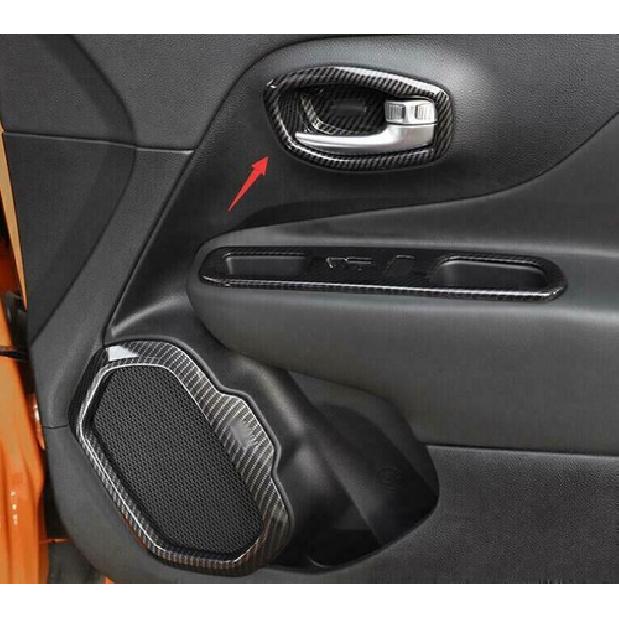For Jeep Renegade 2015-2023 Carbon Fiber Inner Door Handle Bowl Frame Trim 4pcs