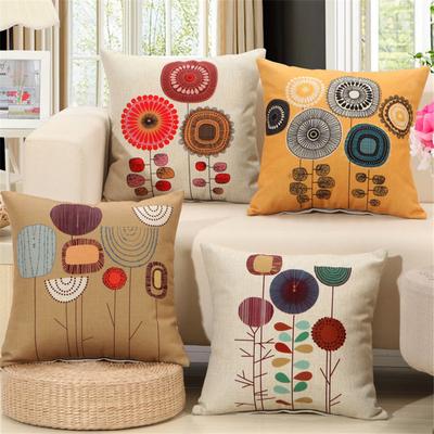 45x45cm Retro Sunflower Flower Printed Home Sofa Chair Seat Cushion Cover Cotton Linen Decoration