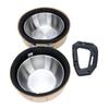 Foldable Dog Double Bowls Portable Stainless Steel Travel Pet Food Water Bowl with EVA Bag and Clip