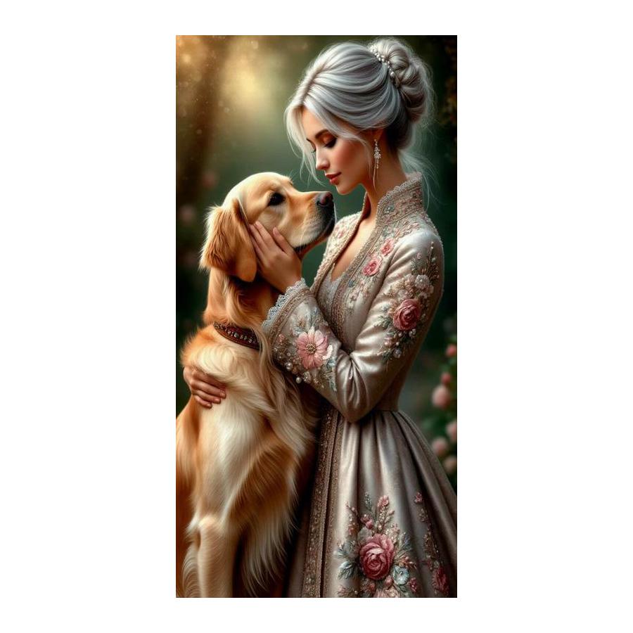 Women and Dogs Large Size Diamond Painting Woman and Cows Animals Diy Full Drill Rhinestone Embroidery Mosaic Cross Stitch Kits