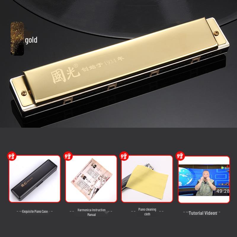Guoguang 24-Hole Professional Harmonica for Beginners & Adults, C Key