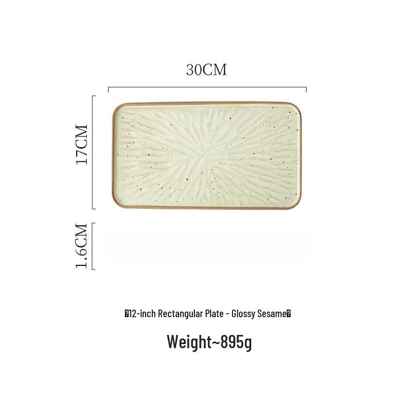 Wutuo Rustic Ceramic Rectangular Sushi Plate