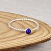 Natural Lapis Lazuli Ring, 925 Sterling Silver Ring, Minimalist Dainty Gemstone Ring Stackable Thin Twisted Band Handmade Jewelry Gift for Women