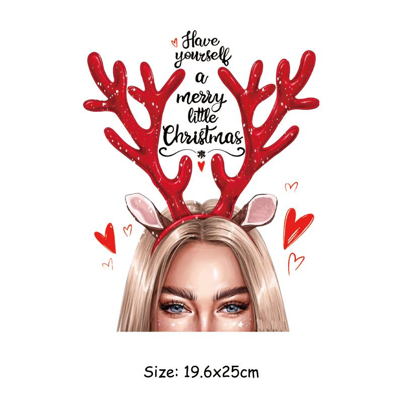 

Рождественские женские железные нашивки для одежды, наклейки для одежды, термопресс, аппликация, парчи, Ropa, толстовки, сделай сам, термопереносы, Рождественский подарок 19.6x25cm