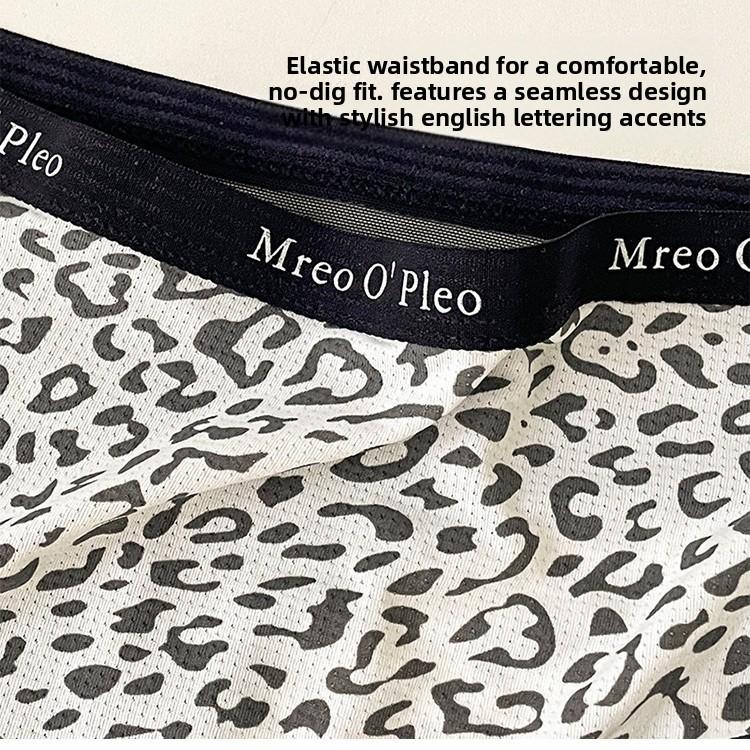 Women's Spring Summer Leopard Print Anti Bacterial Breathable Mid Waist Panties