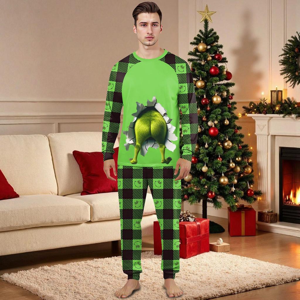 Family Matching Print Sets Pajamas Loungewear Outfits Family Matching Long Sleeve Tops+Pants Set