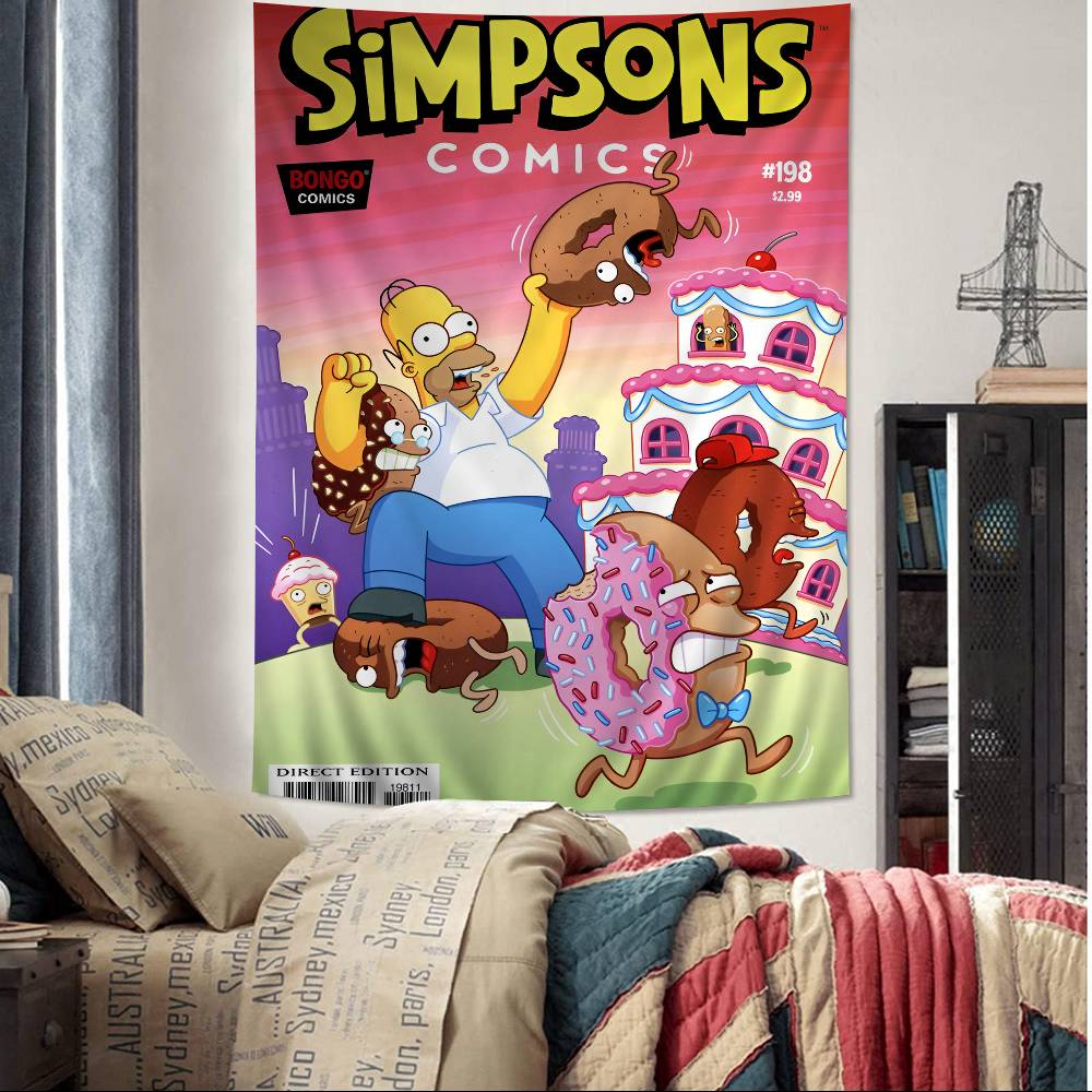 Cartoon TThe Cool SSimpsons Printed Large Wall Tapestry Hanging Tarot Hippie Wall Rugs Dorm Art Home Decor
