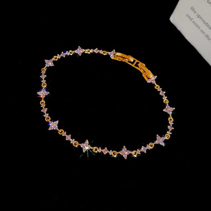 Korean super fairy simple zircon flower bracelet light luxury high-end bracelet fashion exquisite jewelry design sense niche