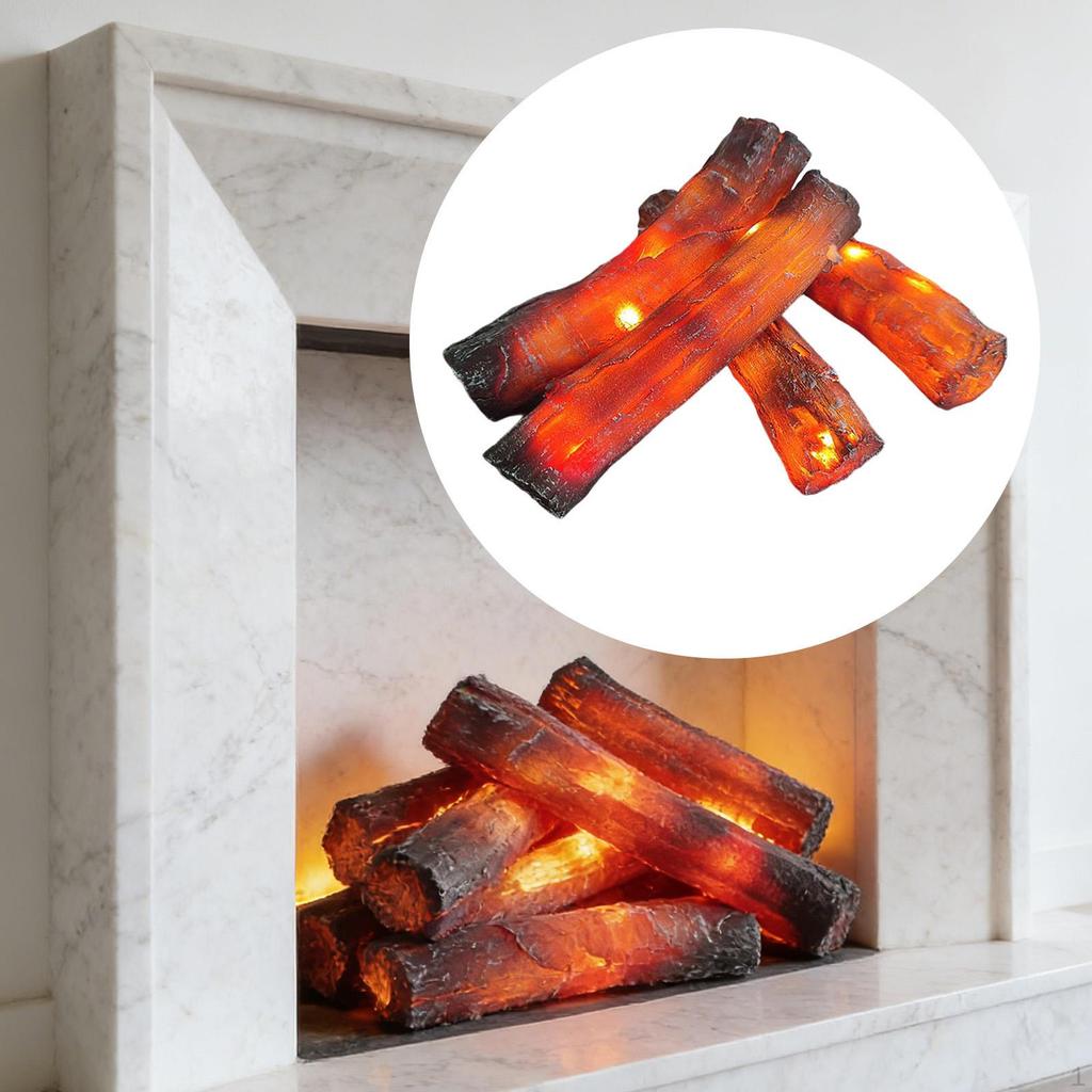 4 Pieces Fireplace Log Light Artificial Electric Decoration Accessories Resin