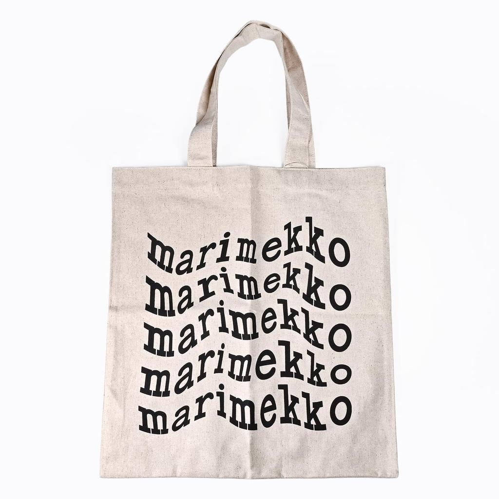 Marimekko Vankka Tote Bag with Marimekko Logo, Women's, Black/Beige, 94599 094599 890, Scandinavian Design [Parallel Import]
