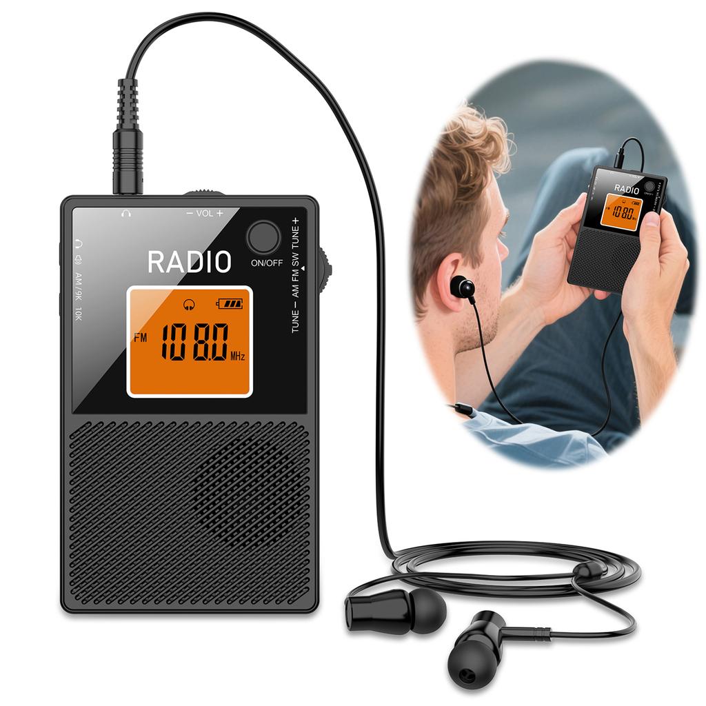 Mini Portable Radio AM FM SW Pocket Transistor Radio Stereo Sound Speaker with LCD Backlight Screen Rechargable Digital Radio