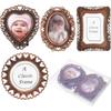 4 Pieces Vintage Mini Picture Frames, Miniature Picture Frames, Detachable Tiny Vintage Frames, Mini Photo Frame,4 Shapes, Bronze Color