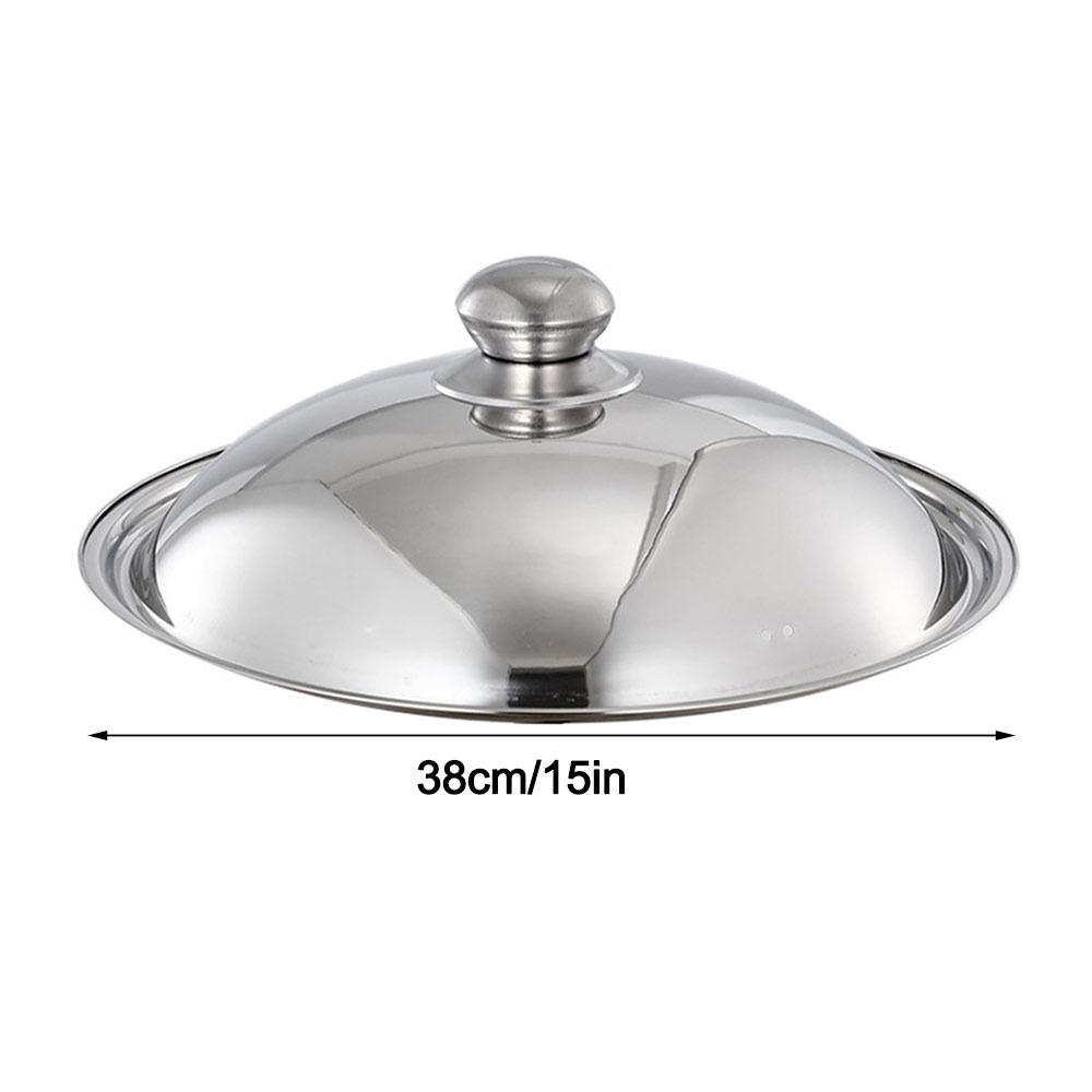 

28-42cm Wok Pot Lid Stainless Steel Kitchen Food Lid Frying Pan Cover Restaurant Kitchenware 38cm