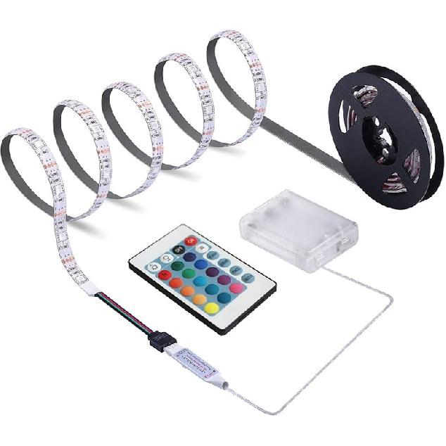 Battery-powered LED Light Bar,24 Key Remote Control,DIY Indoor and outdoor decoration,6.6 Waterproof to feet 1 Pack