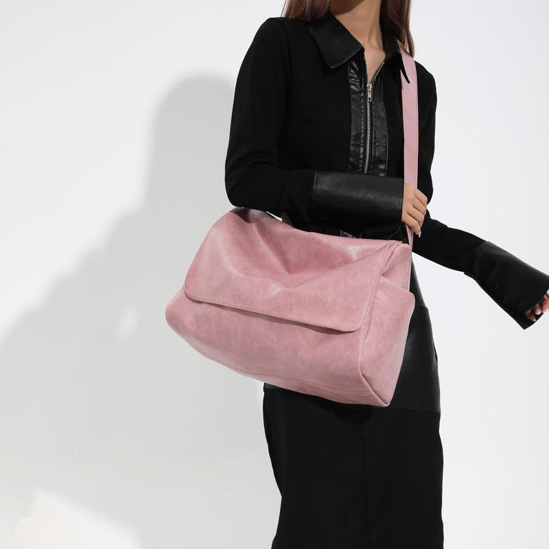 New Fashionable Versatile Large Capacity Soft Leather Shoulder Crossbody Bag Women Solid Color Flap Shopper Handbags CLE