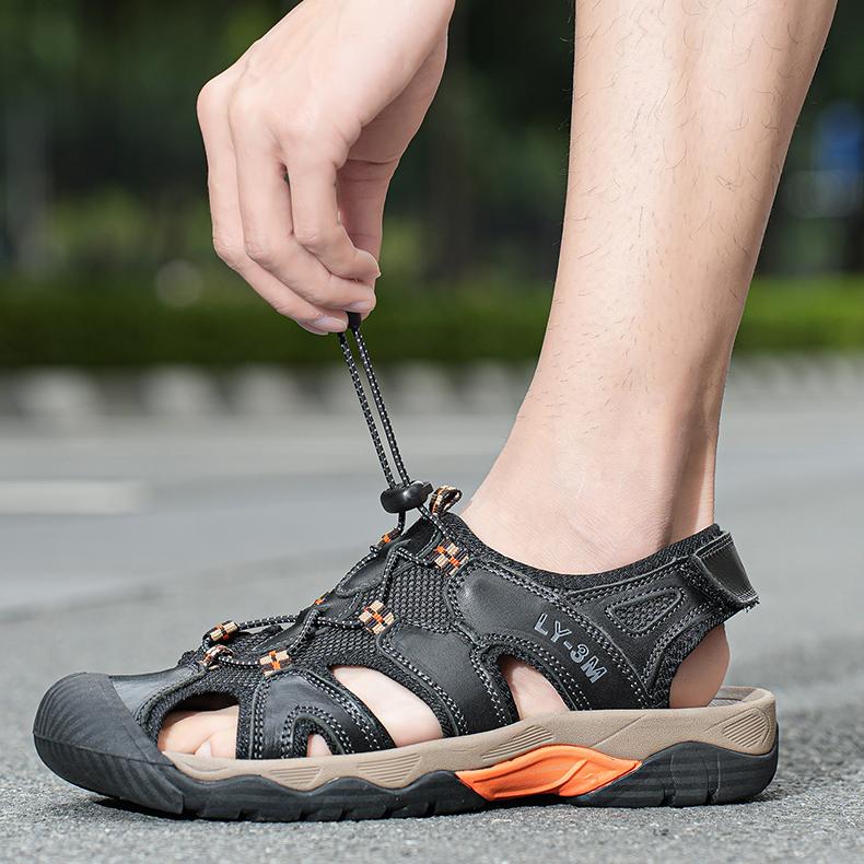 Letní móda Pánské plážové sandály Vysoká kvalita Ležérní tenisky Sandály z pravé kůže Venkovní pánské sandály Velká velikost 39-48