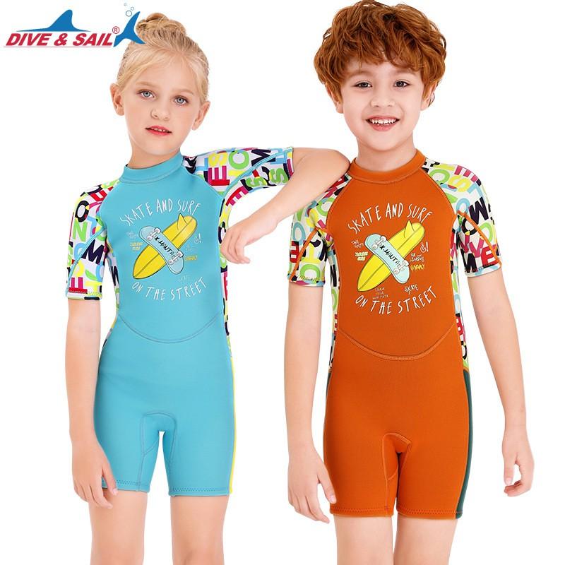 2.5mm Kids Wetsuit Short Sleeve Full Body Thermal Dive Suit Snorkeling Surfing Jellyfish Protection